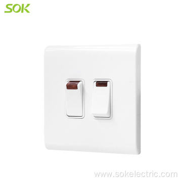 20AX 250V Double Pole Switch with Neon White